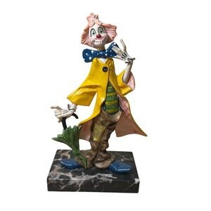 Vintage Fontanini Depose Clown Figurine 946 Carrara Marble Hand Painted‎ Italy